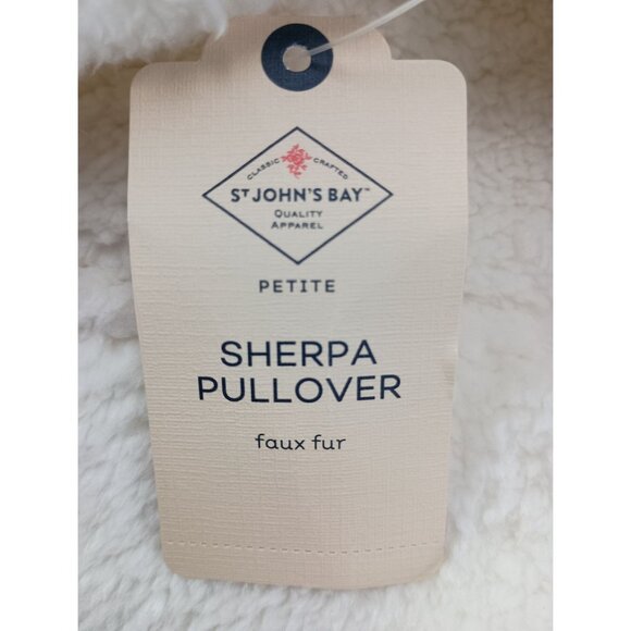 St. John's Bay Faux Fur Sherpa Pullover Long Sleeve Women Sweater White - Picture 8 of 8